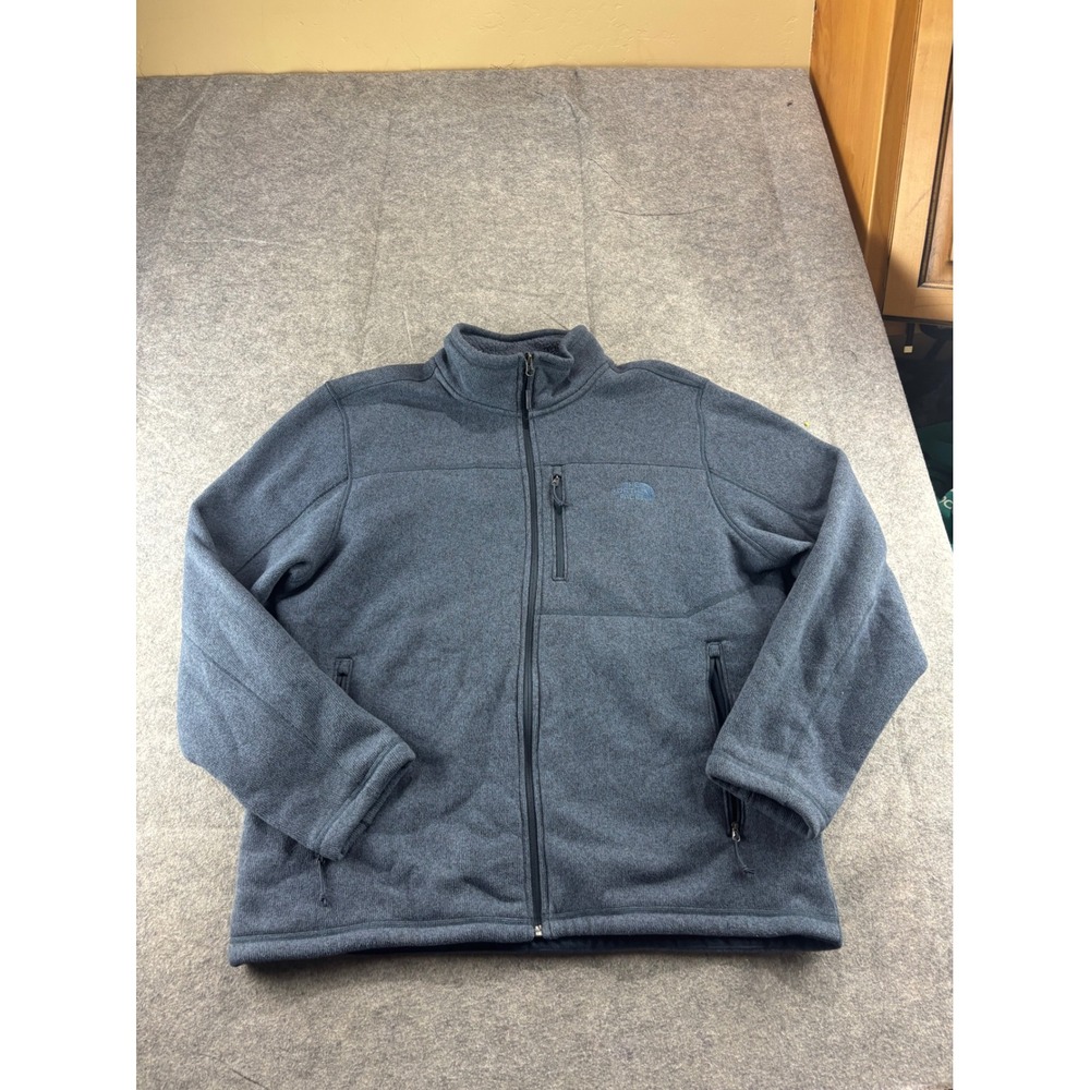 The North Face Mens XL Full Zip Sweater Knit Fleece Jacket Blue Gorpcore Outdoor